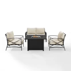 Kaplan 4pc Outdoor Conversation Set With Dante Fire Table - Oatmeal - Crosley