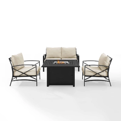 Kaplan 4pc Outdoor Conversation Set With Dante Fire Table - Oatmeal - Crosley 1 Kaplan 4pc Outdoor Conversation Set With Dante Fire Table - Oatmeal - Crosley