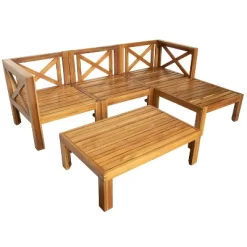Outdoor Patio Wooden 5 Pieces Modular Sofa Set With Cushions - ModernLuxe -Quality Garden Outdoor Store GUEST efac7a9f b25e 4be5 84f0 eb662a7aa175