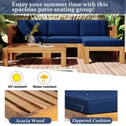 Outdoor Patio Wooden 5 Pieces Modular Sofa Set With Cushions - ModernLuxe -Quality Garden Outdoor Store GUEST f1d4ad7a fc61 4ccc 8ad6 d07b6bf19fe9