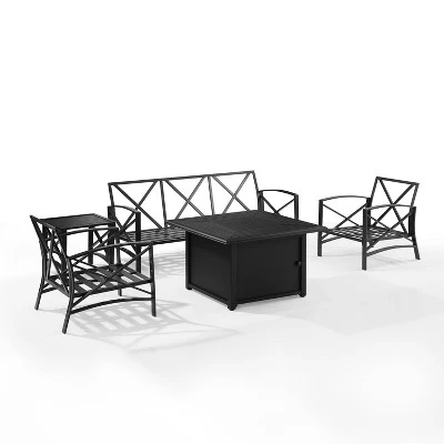 Kaplan 5pc Outdoor Sofa Set With Fire Table - Mist - Crosley 4 Kaplan 5pc Outdoor Sofa Set With Fire Table - Mist - Crosley - Image 4
