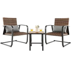 Costway 3 PCS Patio Rattan Furniture Bistro Set C-Spring Chair Padded Seat & Back Pillow -Quality Garden Outdoor Store GUEST f35b12fa e5b5 45ed b8d0 3d846df70d35