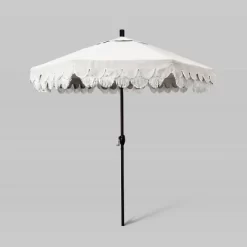 7.5' Sunbrella Scallop Base Fringe Market Patio Umbrella With Push Button Tilt - Bronze Pole - California Umbrella -Quality Garden Outdoor Store GUEST f36651cd 0b25 4cf9 a017 43336474557b