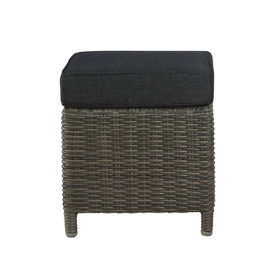 Asti Wicker Outdoor 15" Square Ottomans With Cushions - Gray - Alaterre Furniture 4 Asti Wicker Outdoor 15" Square Ottomans With Cushions - Gray - Alaterre Furniture - Image 4