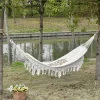Outsunny Extra Large Boho Hammock With Macrame Tassel Fringe, Includes Carrying Bag, Indoor Outdoor Tree Hammock For Porch, Backyard, Camping, White