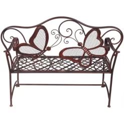 Butterfly Metal Bench Brown - Alpine Corporation -Quality Garden Outdoor Store GUEST f41d6e91 caa5 484f aecc 64ec89f86cea