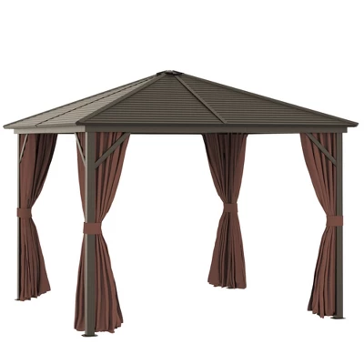 Outsunny 10x10 Hardtop Gazebo With Aluminum Frame, Permanent Metal 6 Outsunny 10x10 Hardtop Gazebo With Aluminum Frame, Permanent Metal - Image 6