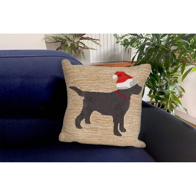 18"x18" Front Porch Christmas Dog Indoor/Outdoor Square Throw Pillow Neutral - Liora Manne 2 18"x18" Front Porch Christmas Dog Indoor/Outdoor Square Throw Pillow Neutral - Liora Manne - Image 2