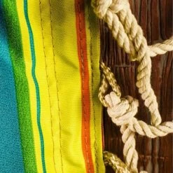 Hanging Hammock Chair With Wooden Arms Striped - Blue/Yellow/Orange - Backyard Expressions -Quality Garden Outdoor Store GUEST f56c4ec4 a974 4d14 8e34 8acf1a1112ff