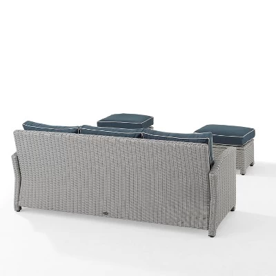 Bradenton 3pc Outdoor Wicker Sofa & 2 Ottoman Set - Navy/Gray - Crosley 7 Bradenton 3pc Outdoor Wicker Sofa & 2 Ottoman Set - Navy/Gray - Crosley - Image 7