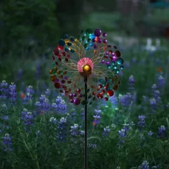 60" Solar Ecliptic Metal Wind Spinner Lawn Stake With Color-Changing LED Light - Alpine Corporation -Quality Garden Outdoor Store GUEST f61896b9 8872 4b64 a6b2 6aa31d785c76