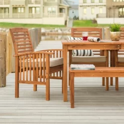 Ravenscroft 6pc Acacia Wood Patio Dining Set - Brown - Saracina Home -Quality Garden Outdoor Store GUEST f637e9bb 7db7 491c 87af fb487fb22fec