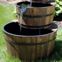 Sunnydaze Decor Sunnydaze 30"H Electric Wood Rustic Farmhouse Style 3-Tier Barrel Outdoor Water Fountain -Quality Garden Outdoor Store GUEST f7d0fb9e d392 44f5 8b42 f13735ee035d