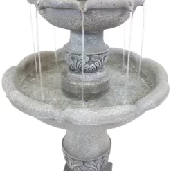 Sunnydaze Decor Sunnydaze 50"H Electric Fiberglass Reinforced Concrete 2-Tier French Garden Design Outdoor Water Fountain, Dusty Gray -Quality Garden Outdoor Store GUEST f7f8a7fa f77e 4e20 8175 d8640287e5b1
