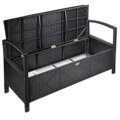 Barton Outdoor Patio Deck Box Storage Bench W/ Seat Cushion Furniture, Black -Quality Garden Outdoor Store GUEST f81fd731 fb78 4281 ae2a 24f03390cb83