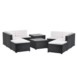 10pc Wicker Patio Sectional Seating Set With Cushion - Black/Beige - GODEER -Quality Garden Outdoor Store GUEST f91f0d89 ea09 48ac b771 5f52b64f054a