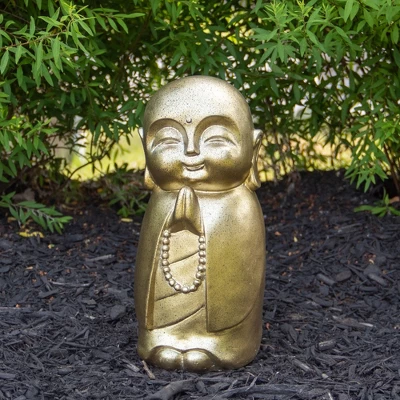 Northlight 11.5" Golden Buddhist Monk Outdoor Garden Statue 1 Northlight 11.5" Golden Buddhist Monk Outdoor Garden Statue