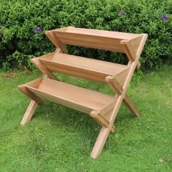 39" Wide Rectangular Planter 3 Tier Brown - Merry Products