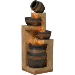 John Timberland Stoneware Bowl And Jar Rustic Cascading Outdoor Floor Water Fountain With LED Light 46" For Yard Garden Patio Home Deck Porch Exterior -Quality Garden Outdoor Store GUEST f9c33619 8767 44b9 bae9 ccf5a000c69e