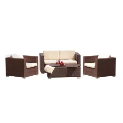 Murano 4pc Wicker Patio Sofa Set - Brown - Christopher Knight Home