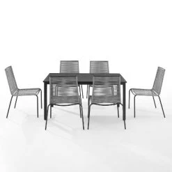 Fenton 7pc Outdoor Wicker/Metal Dining Set - Gray/Matte Black - Crosley -Quality Garden Outdoor Store GUEST fb4b44c0 9fc0 4c37 a067 073bf55b45bf