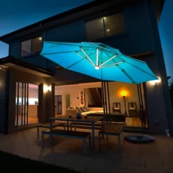 Costway 10ft Solar LED Patio Umbrella 360Degree Rotation W/USB Turquoise -Quality Garden Outdoor Store GUEST fb9b4ca0 6cb2 4b08 8c24 67795c03159d