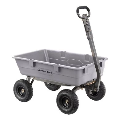 Gorilla Carts 800 Pound Capacity Heavy Duty Poly Yard Garden Steel Dump Utility Wheelbarrow Wagon Cart With 2 In 1 Towing ATV Handle, Gray 3 Gorilla Carts 800 Pound Capacity Heavy Duty Poly Yard Garden Steel Dump Utility Wheelbarrow Wagon Cart With 2 In 1 Towing ATV Handle, Gray - Image 3