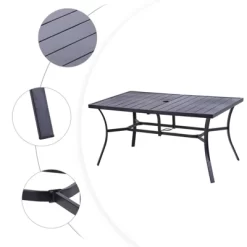 7pc Patio Dining Set With Rectangle Table With 2.6" Umbrella Hole & 360 Swivel Cushioned Arm Chairs - Captiva Designs 8 7pc Patio Dining Set With Rectangle Table With 2.6" Umbrella Hole & 360 Swivel Cushioned Arm Chairs - Captiva Designs -Quality Garden Outdoor Store GUEST fbc97cc1 7c03 4597 af25 b6a06c1927ec