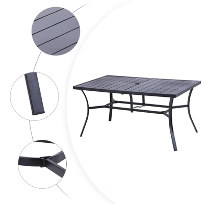 7pc Patio Dining Set With Rectangle Table With 2.6" Umbrella Hole & 360 Swivel Cushioned Arm Chairs - Captiva Designs 3 7pc Patio Dining Set With Rectangle Table With 2.6" Umbrella Hole & 360 Swivel Cushioned Arm Chairs - Captiva Designs - Image 3