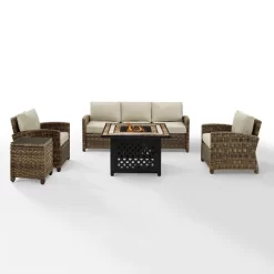 Bradenton 5pc Outdoor Wicker Conversation Set With Fire Table - Crosley -Quality Garden Outdoor Store GUEST fc5f0111 3af0 4336 9c6c c5c1286f6a56