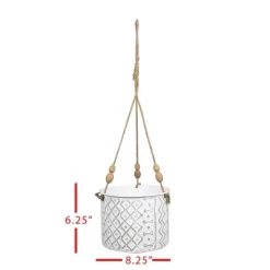 Small Multi Pattern Metal, Jute & Wood Hanging Planter - Foreside Home & Garden -Quality Garden Outdoor Store GUEST fc7bd835 d2bd 4a10 9c46 bdfb577bdee6