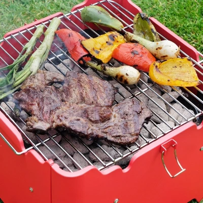 Permasteel Square Portable Charcoal Grill PG-40C10-RD - Red 12 Permasteel Square Portable Charcoal Grill PG-40C10-RD - Red - Image 12