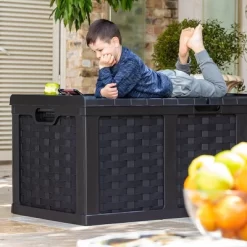 Starplast 153 Gallon Plastic Deck Box Black -Quality Garden Outdoor Store GUEST fd88cf30 9cb1 4463 98fb ebd95fe30de3