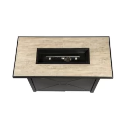 Outdoor Propane Ceramic Gas Rectangular Fire Pit Black/Stone - Teamson Home -Quality Garden Outdoor Store GUEST fdee9f5a d09b 4b47 9e30 42426f9f8e01