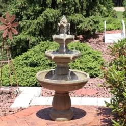 Sunnydaze Decor Sunnydaze 48"H Electric Fiberglass 3-Tier Outdoor Water Fountain