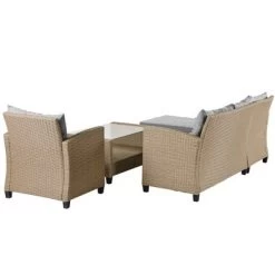 4pc Wicker Patio Conversation Set With Cushions - Beige/Brown - GODEER 18 4pc Wicker Patio Conversation Set With Cushions - Beige/Brown - GODEER -Quality Garden Outdoor Store GUEST ff54e16c 588a 4876 a222 02f8569f3e90