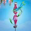 Collections Etc Solar Powered Glass Dragonfly Outdoor Garden Stake